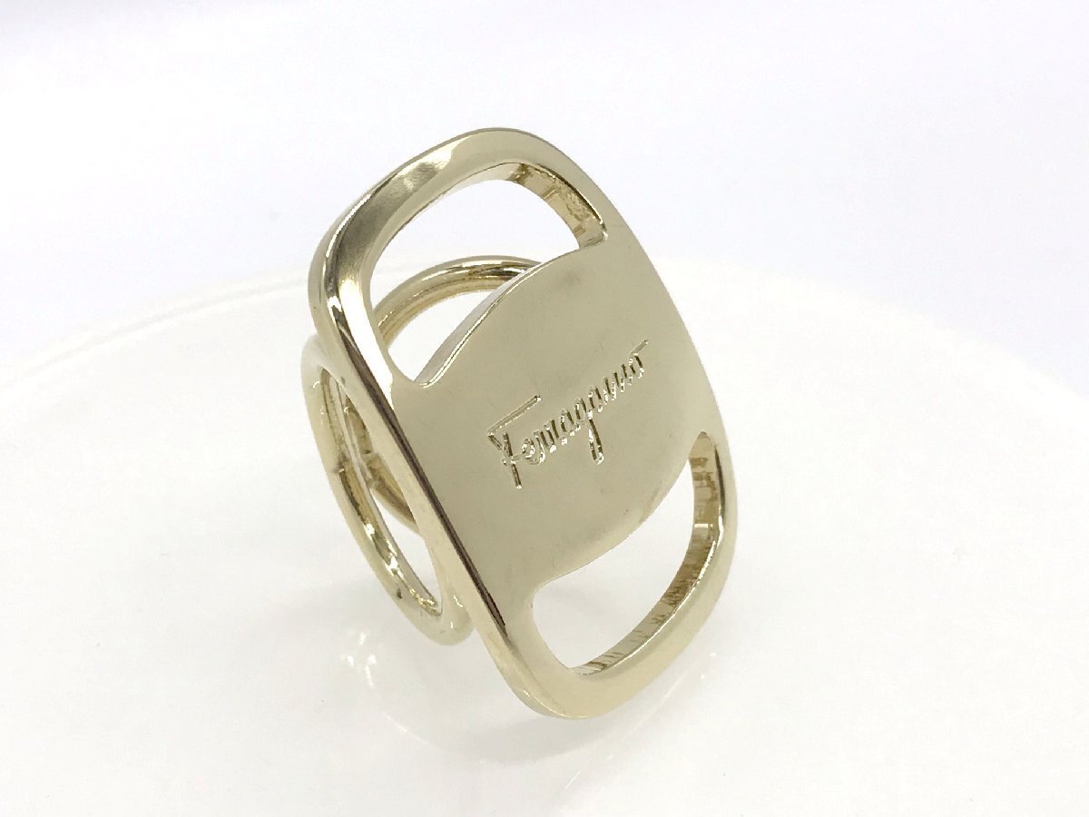 #[YS-1] Salvatore Ferragamo шарф кольцо # GP Gold общая длина 3.5cm ширина 2.8cm # Италия производства [ включение в покупку возможность товар ]#D