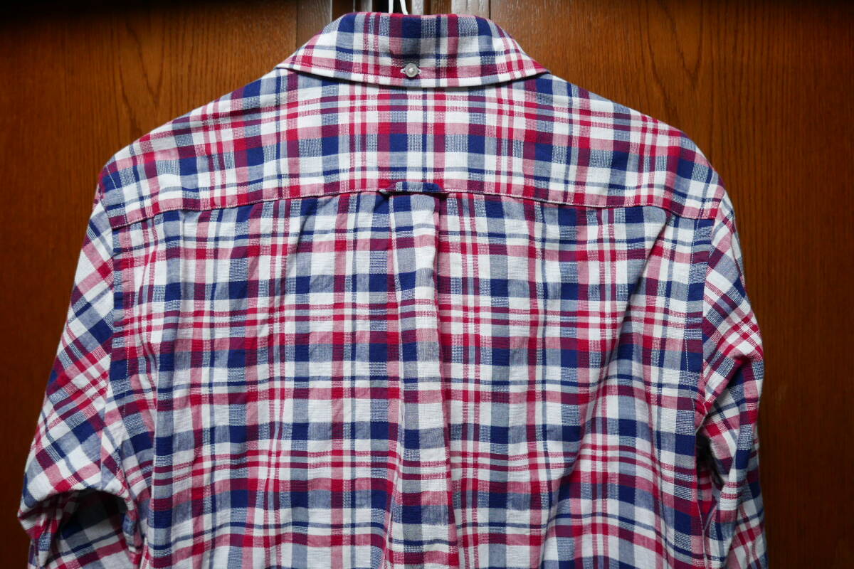 SHIPS シップス チェック BD ボタンダウン 長袖シャツ 綿100% M 中古品_画像2