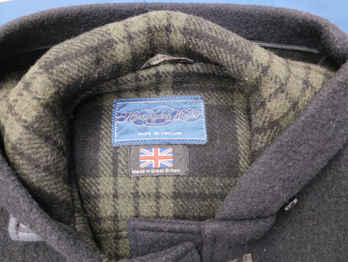 ★英国製 Hartingdon House ハーリントンハウス★ダッフルコート サイズM ネイビー ウール混★裏地チェック柄★1635_画像2