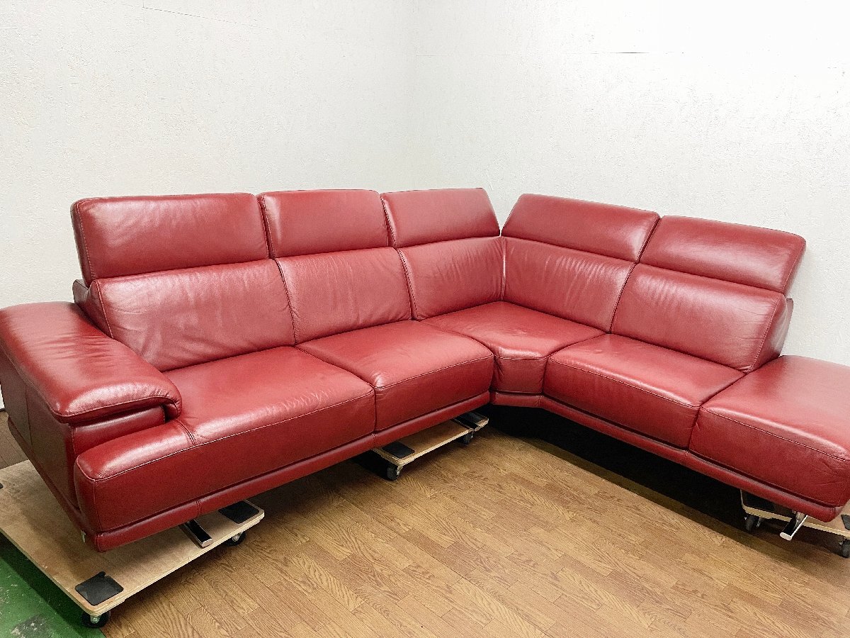 * Италия производства CALIAka задний Италия натуральная кожа кушетка диван Daniel красный угловой диван кожа красный большой ширина 267cm (.1212)