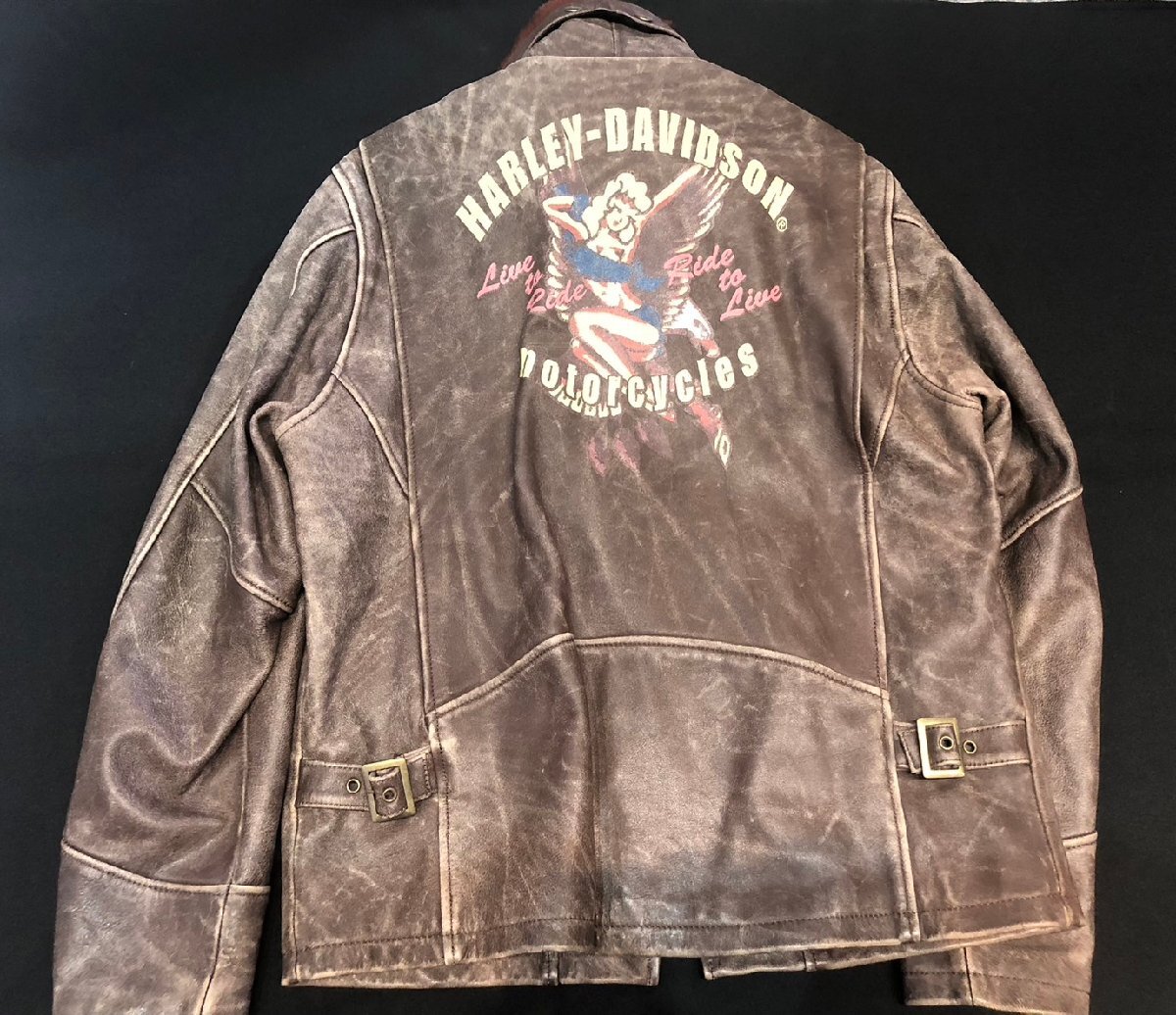 ★HARLEY DAVIDSON ハーレーダビッドソン 3000028 牛革 ライダースジャケット レザージャケット シングルライダース サイズL