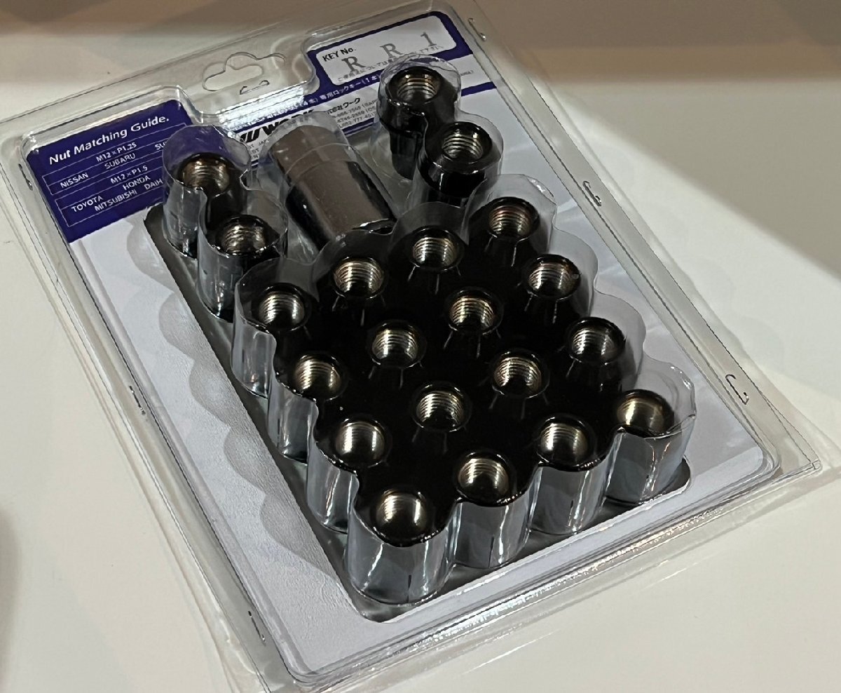 ★ 新品未開封 WORK ワーク ロックナットセット M12×P1.5 ナット16本 ロックナット4本 ロックキー1本 ブラック_画像4