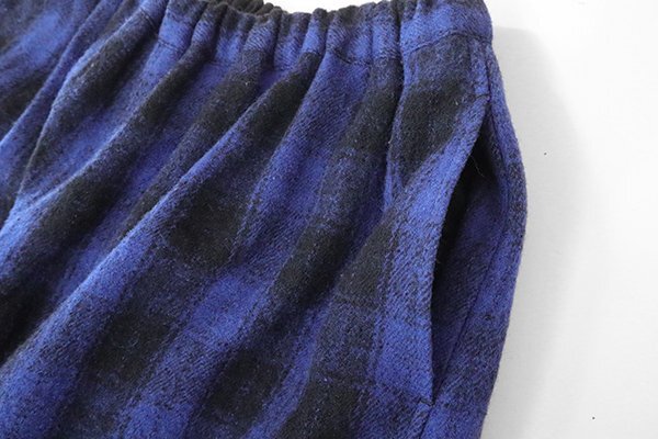 tao COMME des GARCONS ◆22AW ウール縮絨 イージー ワイドパンツ ブルー/ブラック M (TJ-P018) チェック柄 タオ コムデギャルソン ◆ZZ1