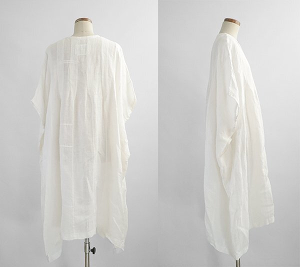 dosa ◆ 手織り リネン オーバーサイズ ロングドレス 白 サイズ5 インド制 ハンドメイド ワンピース ドーサ ◆ZZ1