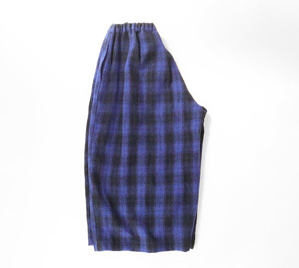 tao COMME des GARCONS ◆22AW ウール縮絨 イージー ワイドパンツ ブルー/ブラック M (TJ-P018) チェック柄 タオ コムデギャルソン ◆ZZ1