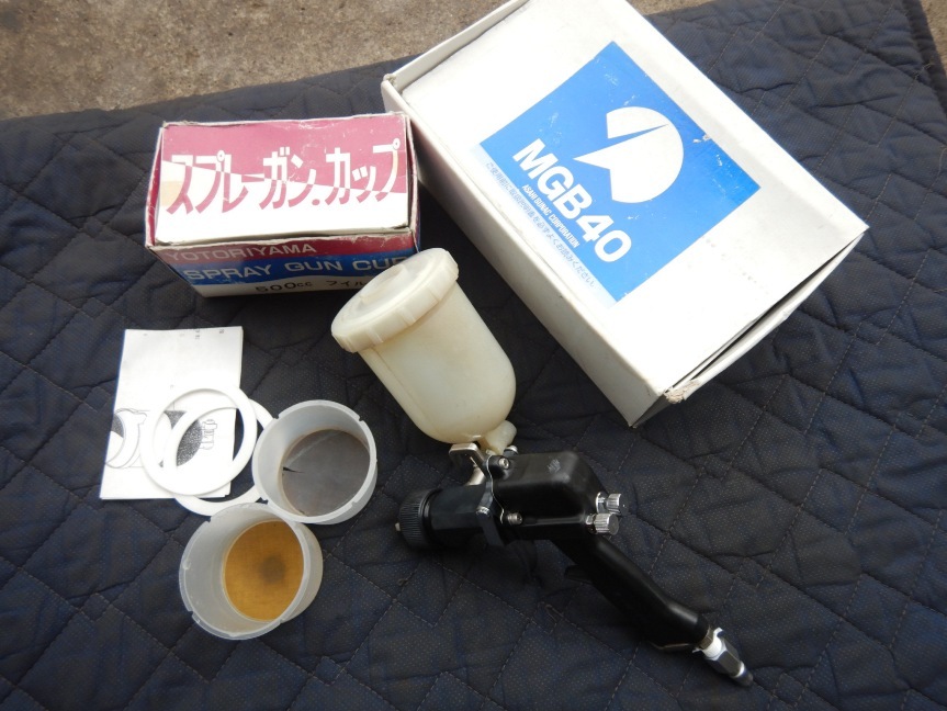 即決税0円中古保証付旭サナック自動車補修用スプレーガンMGB40塗料カップ500ml付_画像1