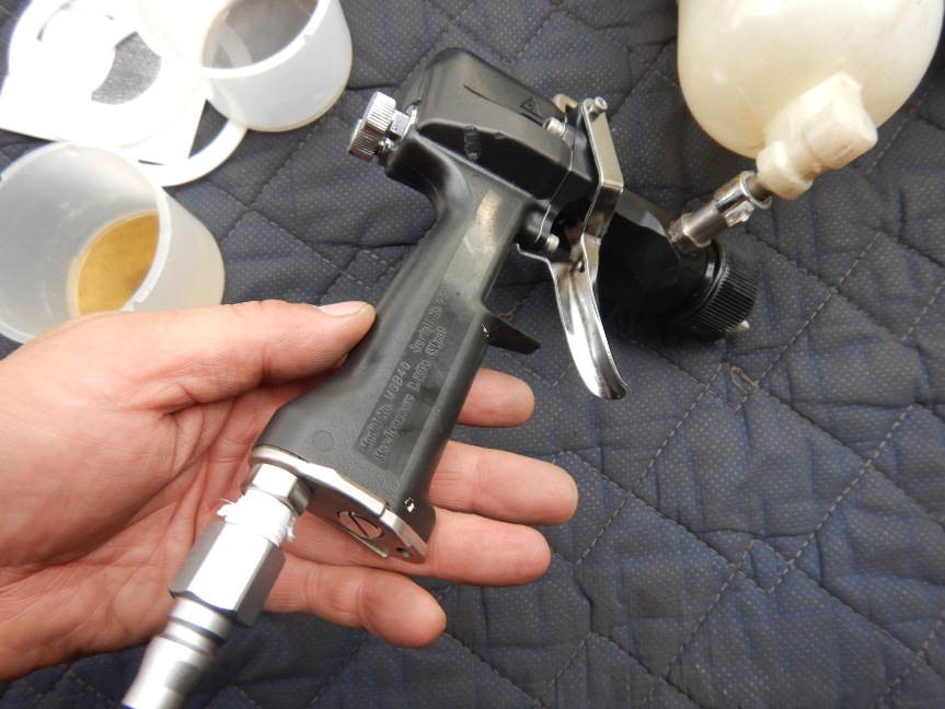 即決税0円中古保証付旭サナック自動車補修用スプレーガンMGB40塗料カップ500ml付_画像9