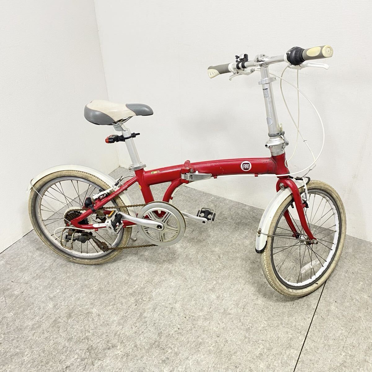 ● FIAT フィアット 折りたたみ自転車 20インチ レッド 赤 自転車 SHIMANO シマノ 7段変速ギア 折り畳み自転車 動作確認済み ●25091102K