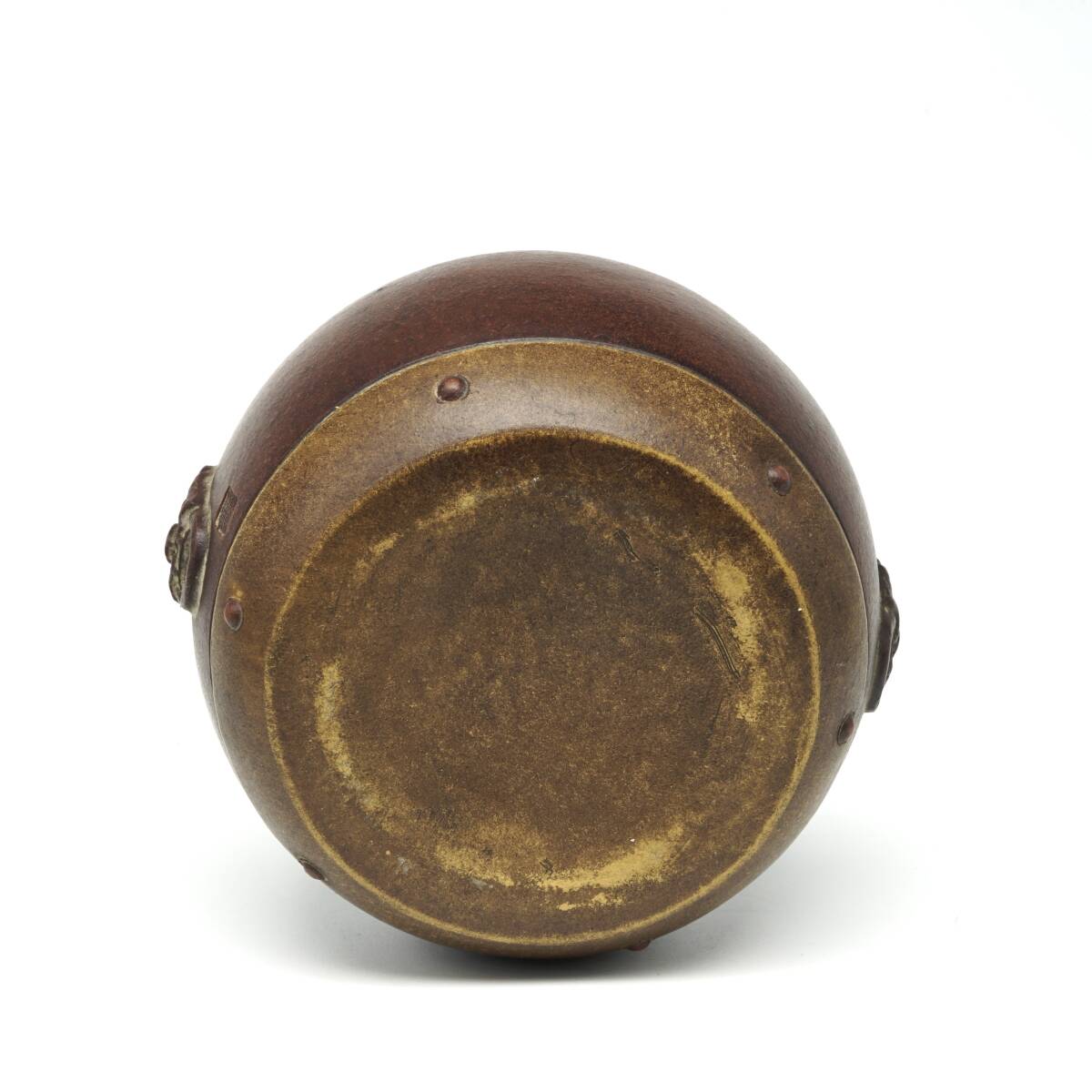 唐物[ 太鼓型]蓋置 茶道具白泥煎紫砂朱泥 時(shí)代物 サイズ幅約9.8cm高さ約6.5cm