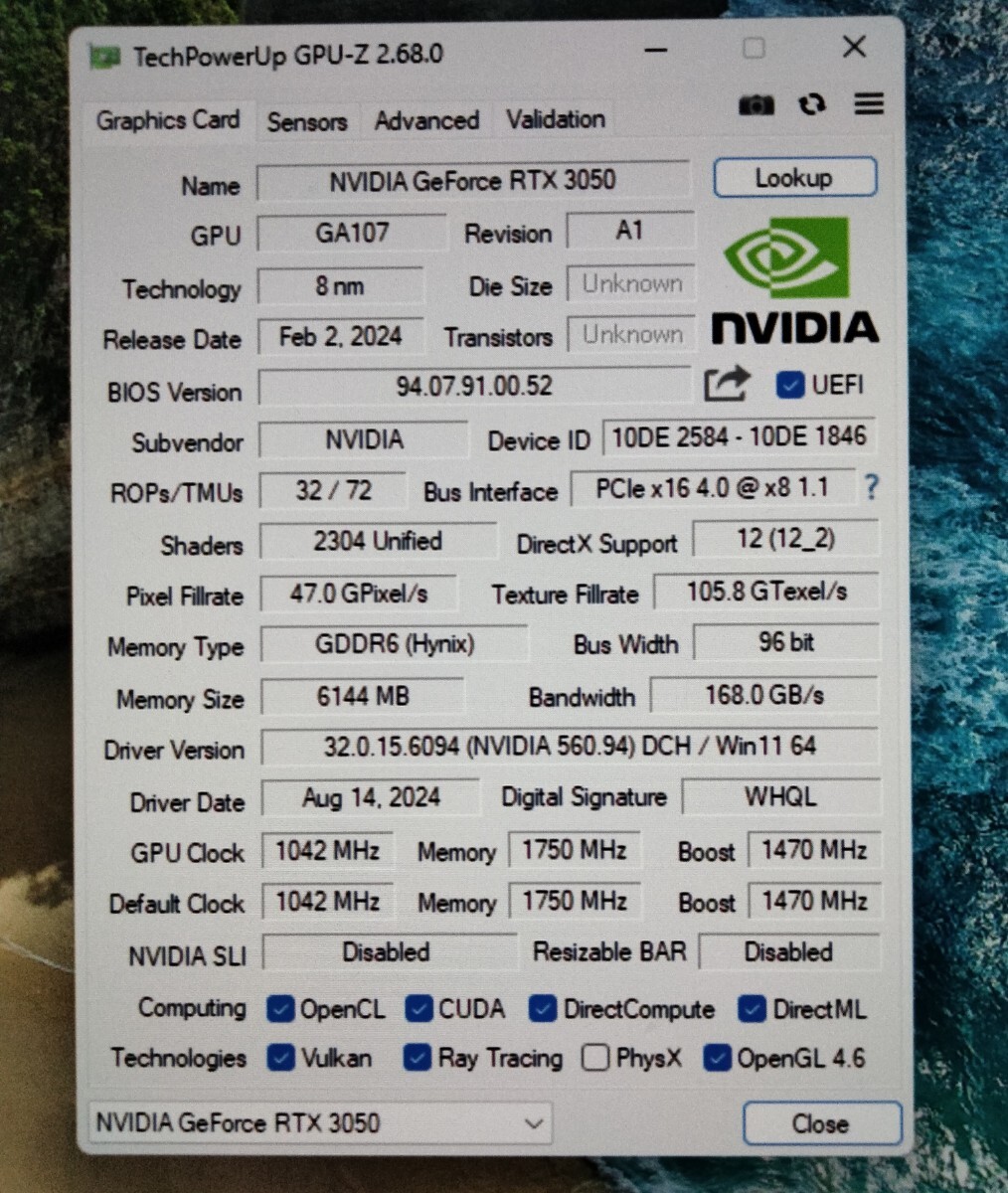 玄人志向 GeForce RTX3050 LP GALAKURO WHITE NVIDIA ロープロ 動作確認済