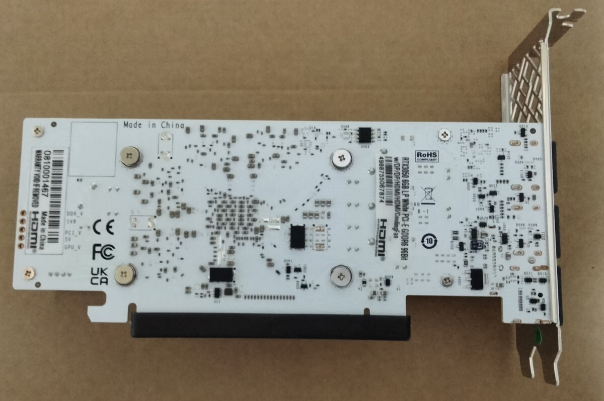 玄人志向 GeForce RTX3050 LP GALAKURO WHITE NVIDIA ロープロ 動作確認済