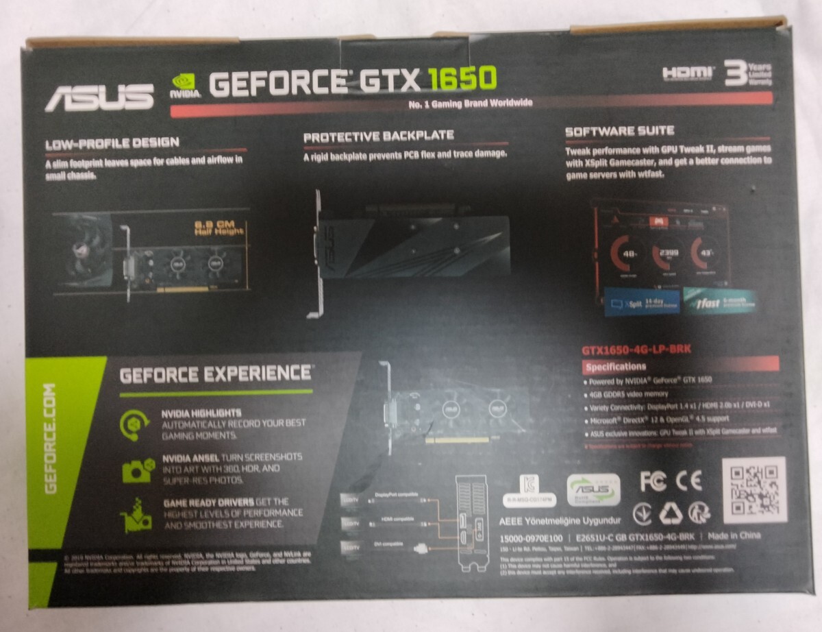 ASUS GeForce GTX1650 LP ロープロ　動(dòng)作確認(rèn)済