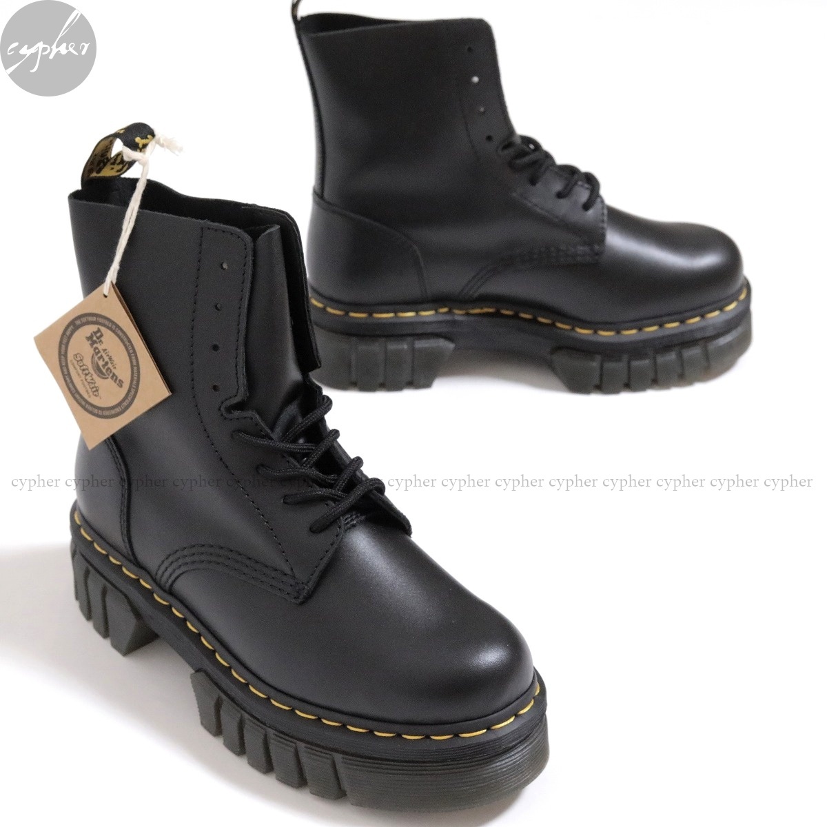 UK5 24cm 新品 Dr.Martens AUDRICK 8ホール ブーツ ブラック ドクターマーチン NAPPA LUX レザー 黒 厚底 27149001 ブーツ 8-EYE BOOT_画像3