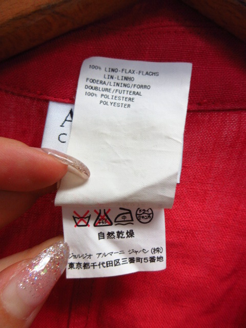 アルマーニ リネンジャケット SIZE42 L XL ピンク 麻100%使用ジャケット ブレザー リネンコート ブルゾン ジャンパー 08292_画像4