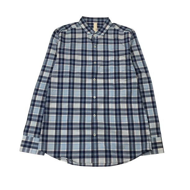 2401F-117 メンズ TAKEO KIKUCHI タケオキクチ ブルー シャツ 3 【送料一律！800円】_画像1