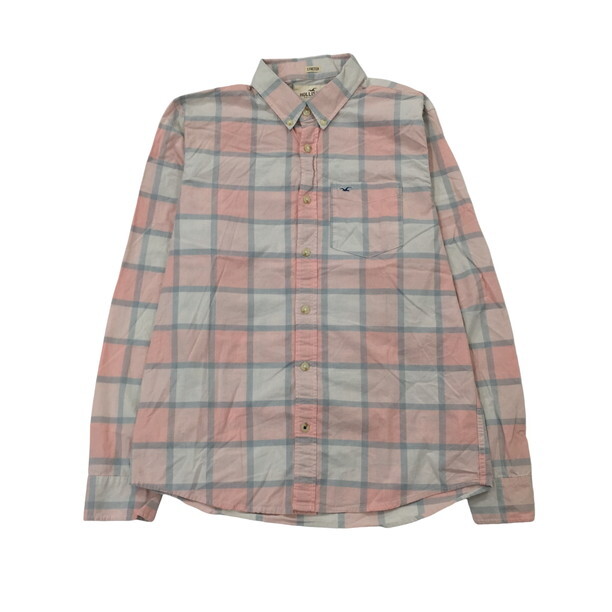 2401F-142 メンズ HOLLISTER ホリスター ピンク シャツ L 【送料一律!800円】_画像1