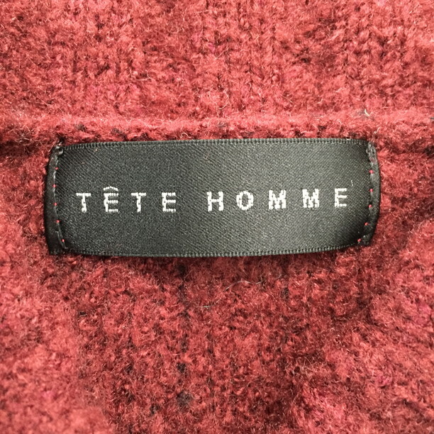 2403F-019 メンズ TETE HOMME テットオム エンジ ニットセーター M 【送料一律！800円】_画像2