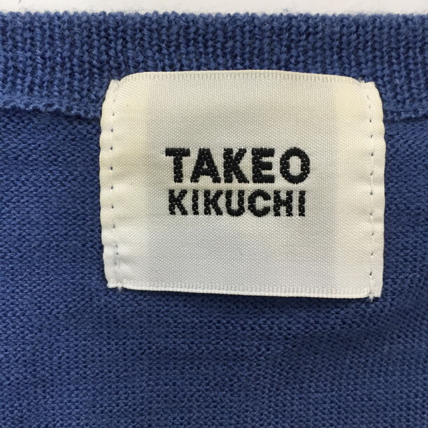 2403F-024 メンズ TAKEO KIKUCHI タケオキクチ ブルー ニットセーター 3 【送料一律！800円】