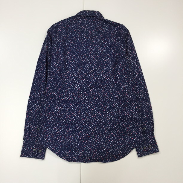 2305F-065 メンズ BANANA REPUBLIC バナナリパブリック ネイビー シャツ S ボタニカル 総柄【送料一律!800円】_画像4