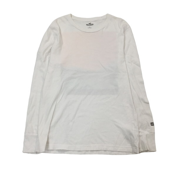 2307F-076 メンズ HOLLISTER ホリスター ホワイト 長袖Tシャツ S ロンT ビックロゴ【送料一律!800円】_画像1