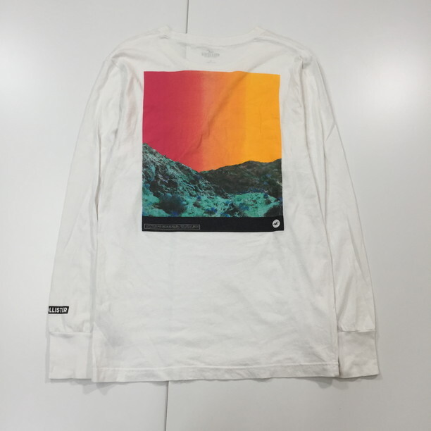 2307F-076 メンズ HOLLISTER ホリスター ホワイト 長袖Tシャツ S ロンT ビックロゴ【送料一律!800円】_画像4