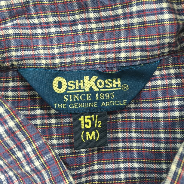 2302F-084 メンズ OSHKOSH オシュコシュ ブルー シャツ M 15 1/2 (M) チェック【送料一律！800円】_画像2