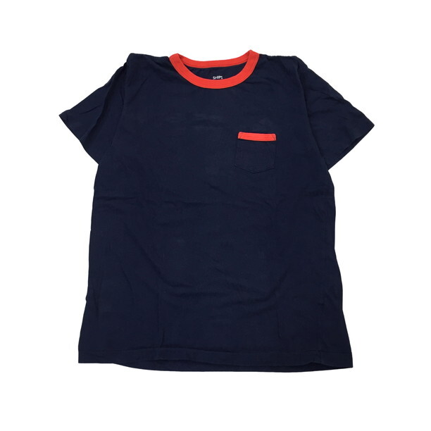 2406F-159 メンズ SHIPS シップス ネイビー 半袖Tシャツ L 【送料一律！800円】