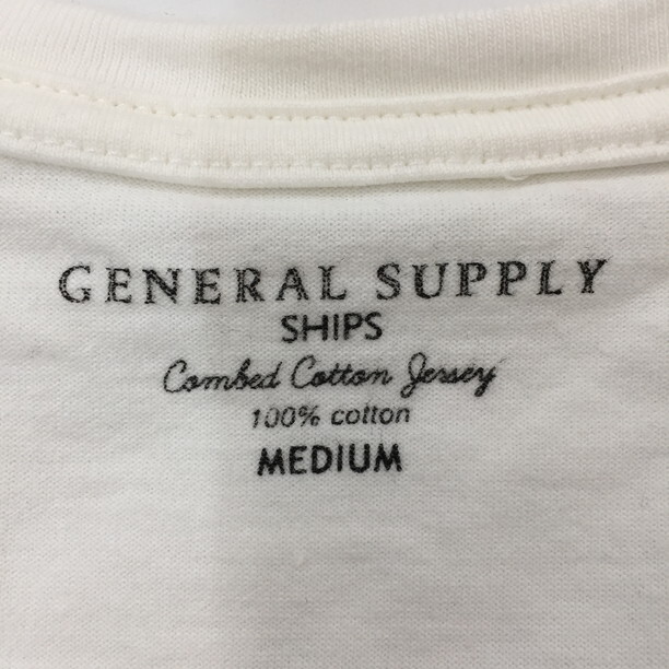 2406F-244 メンズ SHIPS シップス ホワイト 半袖Tシャツ M 【送料一律！800円】