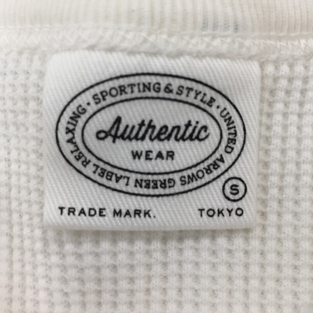 2407F-029 メンズ authentic オーセンティク ホワイト 半袖Tシャツ S 【送料一律！800円】_画像2