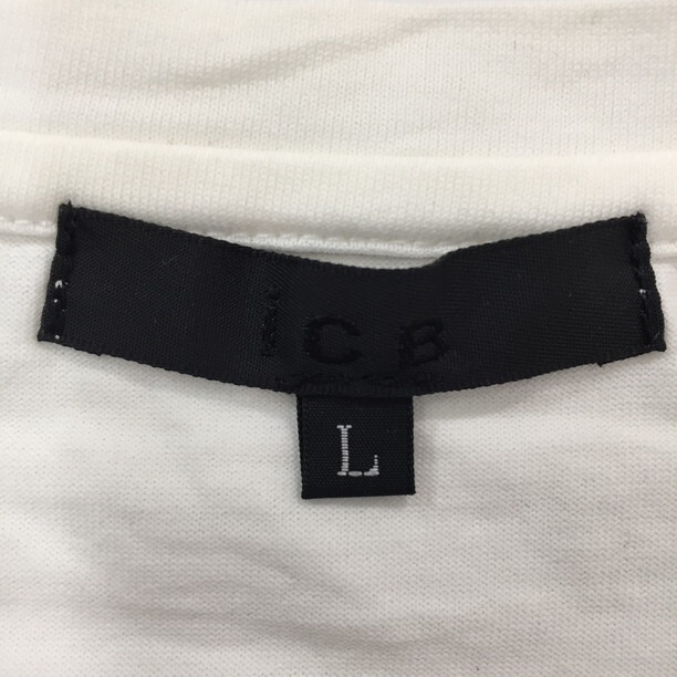 2407F-042 メンズ ICB アイシービー ホワイト 半袖Tシャツ L 【送料一律！800円】_画像2
