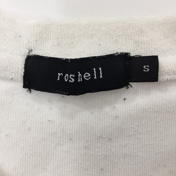 2404F-127 メンズ roshell ロシェル ホワイト 半袖Tシャツ S 【送料一律！800円】_画像2