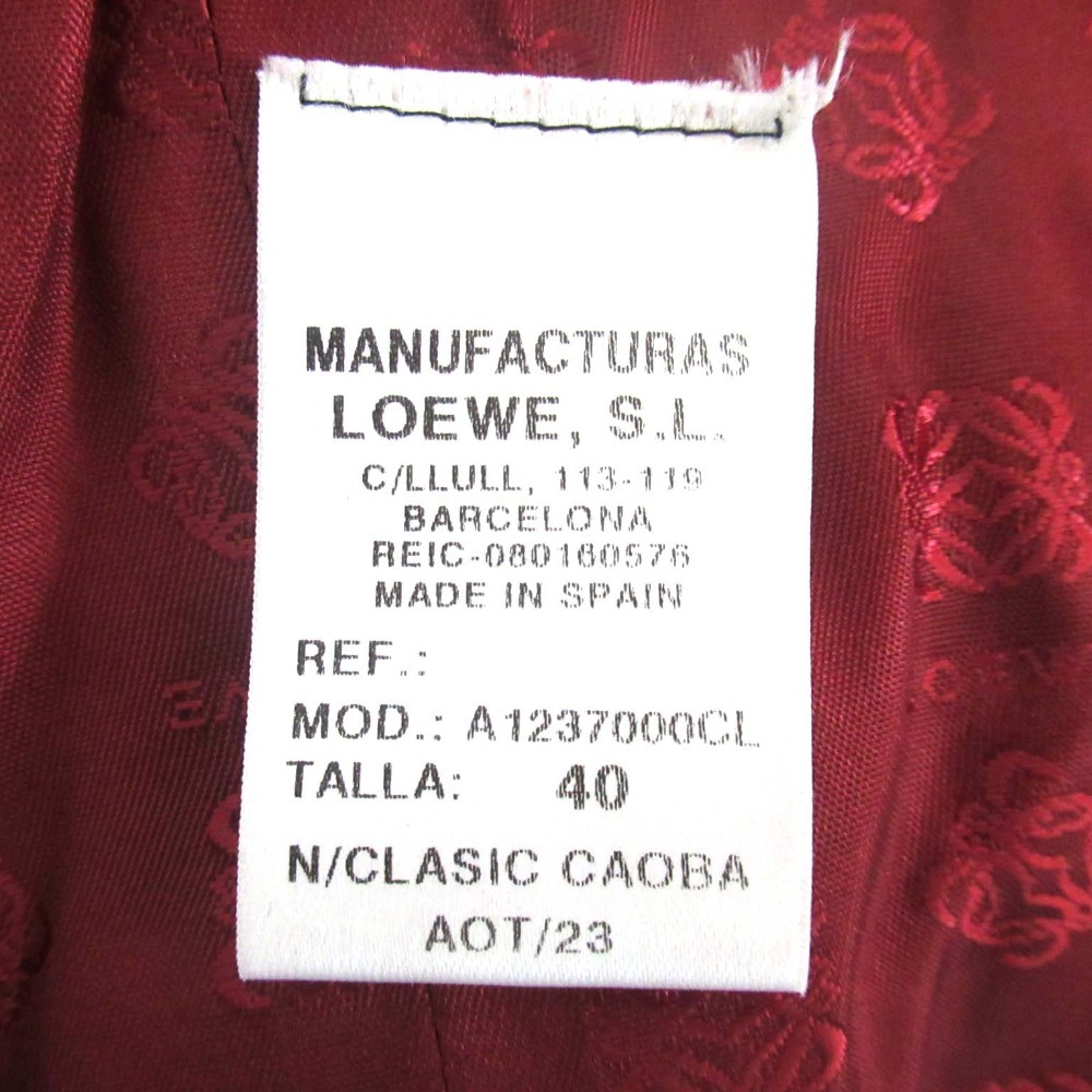 美品 LOEWE ロエベ ラムレザー シングル テーラードジャケット サイズ40 ボルドー_画像8