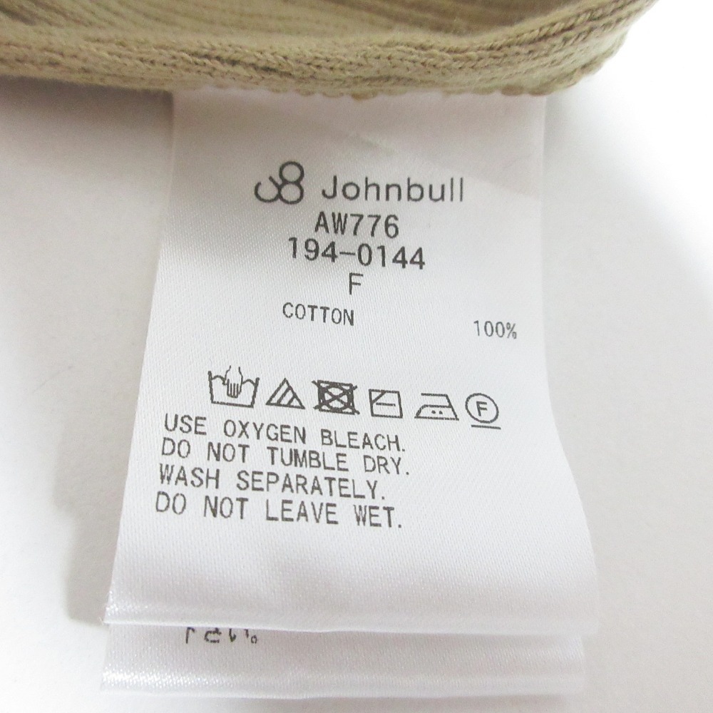 美品 JOHNBULL ジョンブル コットンハニカムラップワンピース 194-0144 サイズF ベージュ
