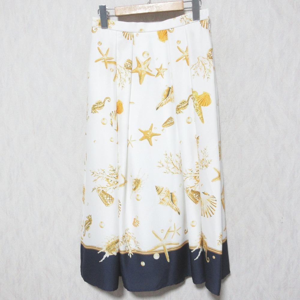 美品 Viaggio blu ビアッジョブルー マリンモチーフプリントスカート 2611-43030 3 オフホワイト_画像1