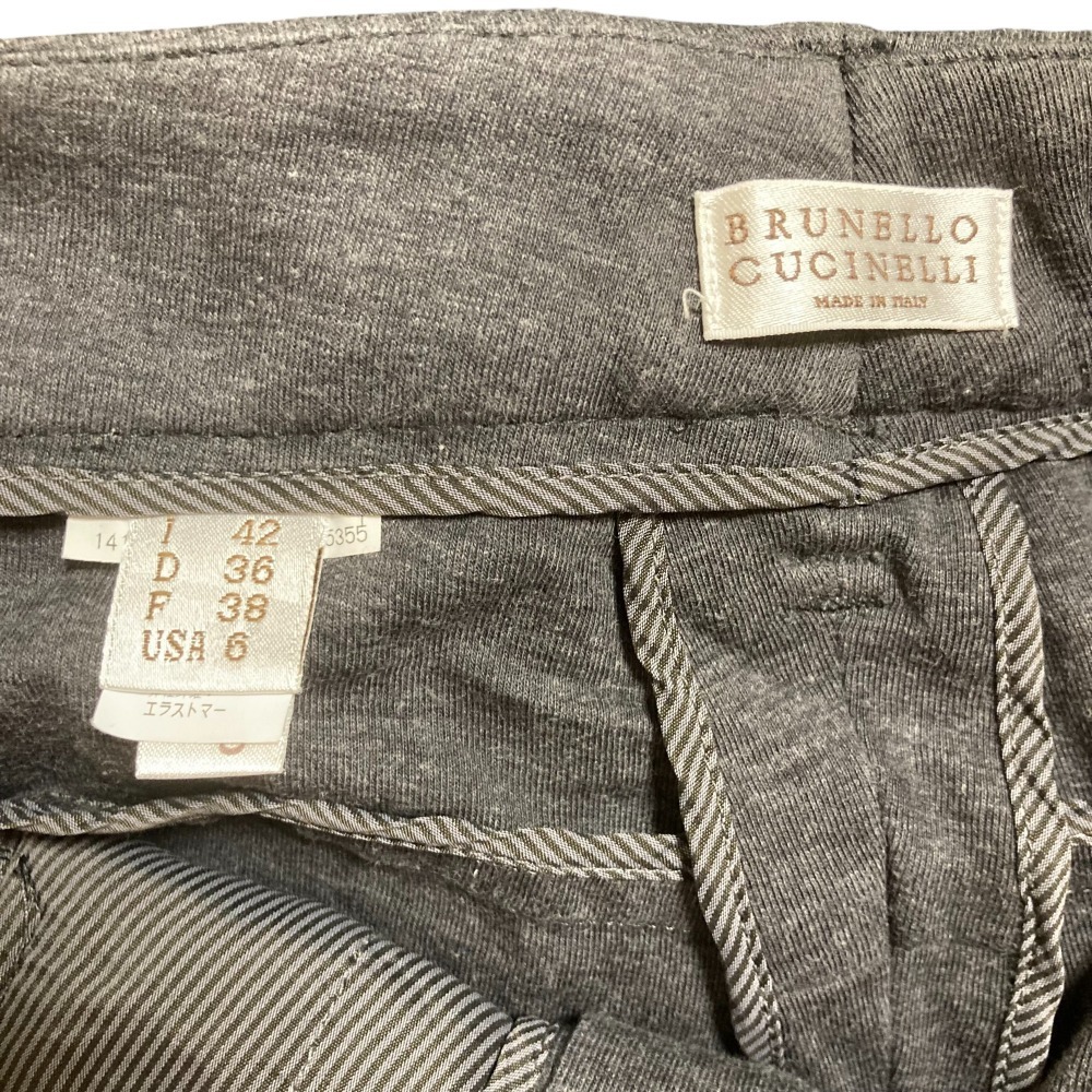 美品 BRUNELLO CUCINELLI ブルネロクチネリ ストレッチ スリム スウェットパンツ サイズ42 グレー_画像3