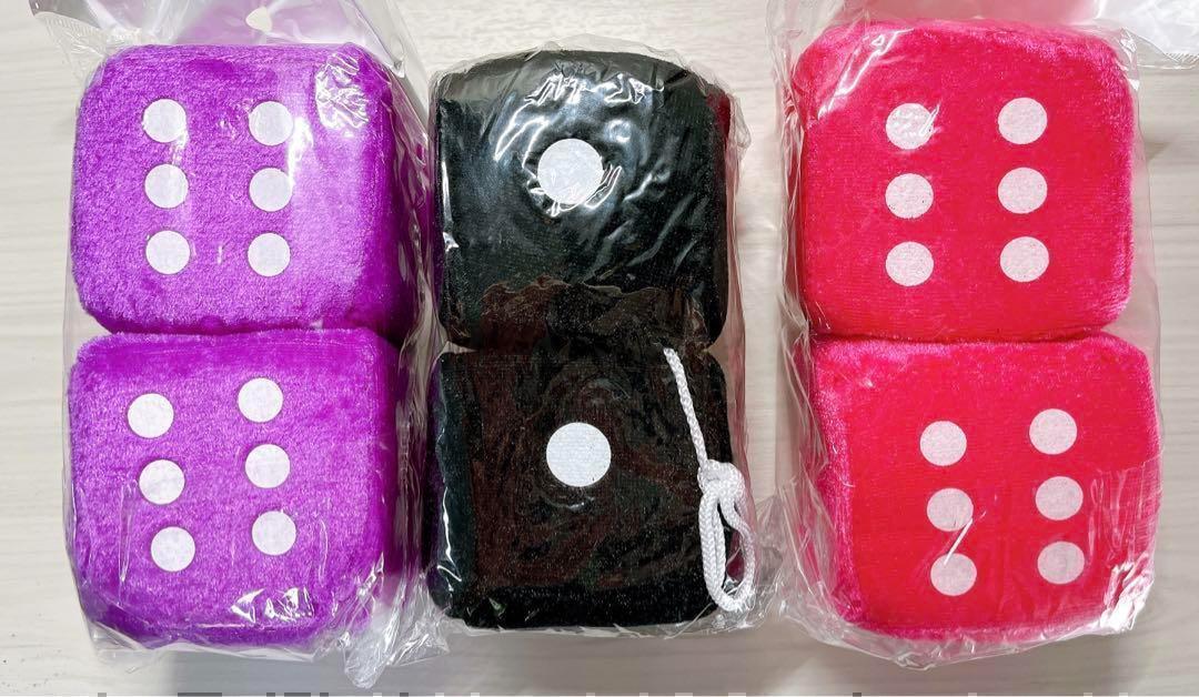 ピンク ファジーダイス サイコロ ダイス キーホルダー カーアクセサリー_画像5