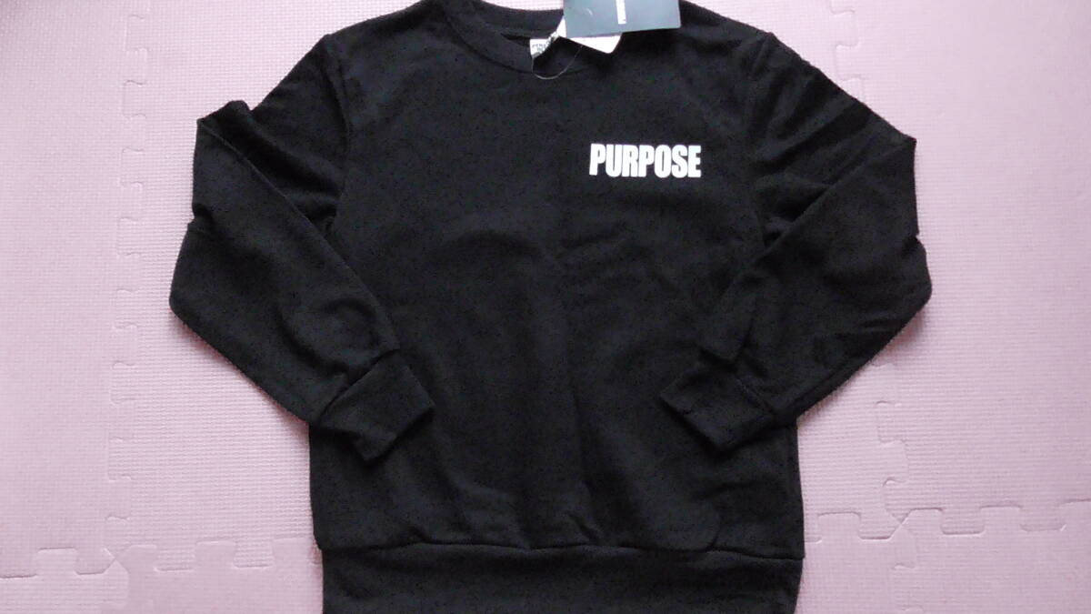 新品 140 長袖トレーナー 黒 胸元ワンポイント 背中英字ビッグロゴ かっこいい バックプリント 裏毛 小学生 男の子 秋物 130〜 送料無料_画像1