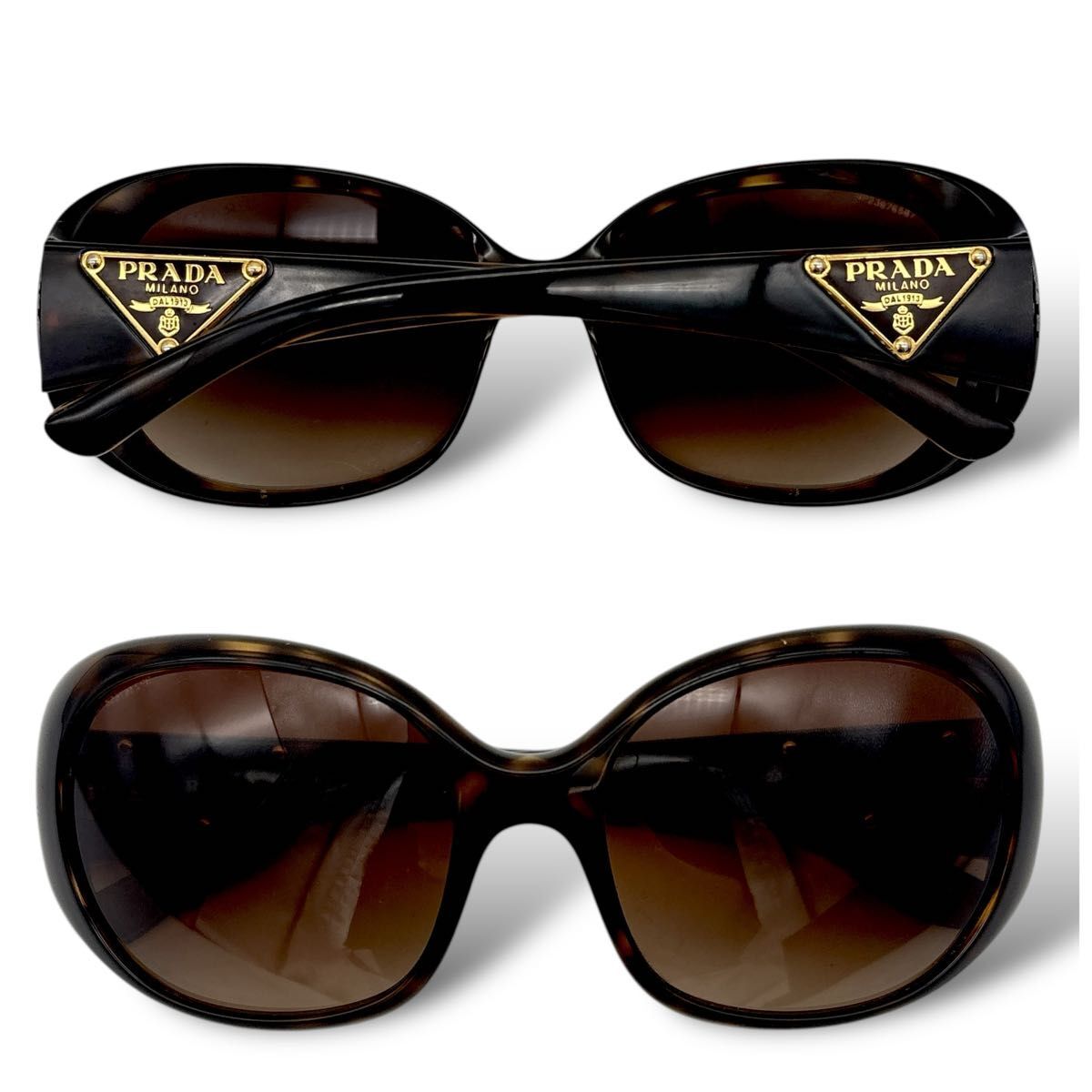 【美品】PRADA プラダ サングラス sunglasses 三角ロゴ マーブル ベッコウ 27L ブラウン 三角 レディース ケース 説明書_画像7