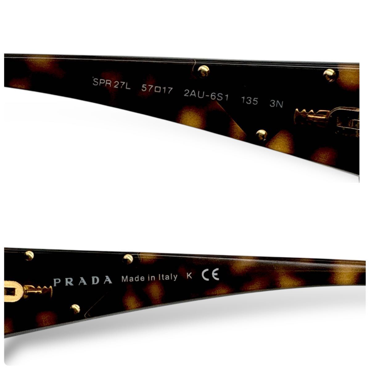 【美品】PRADA プラダ サングラス sunglasses 三角ロゴ マーブル ベッコウ 27L ブラウン 三角 レディース ケース 説明書_画像9