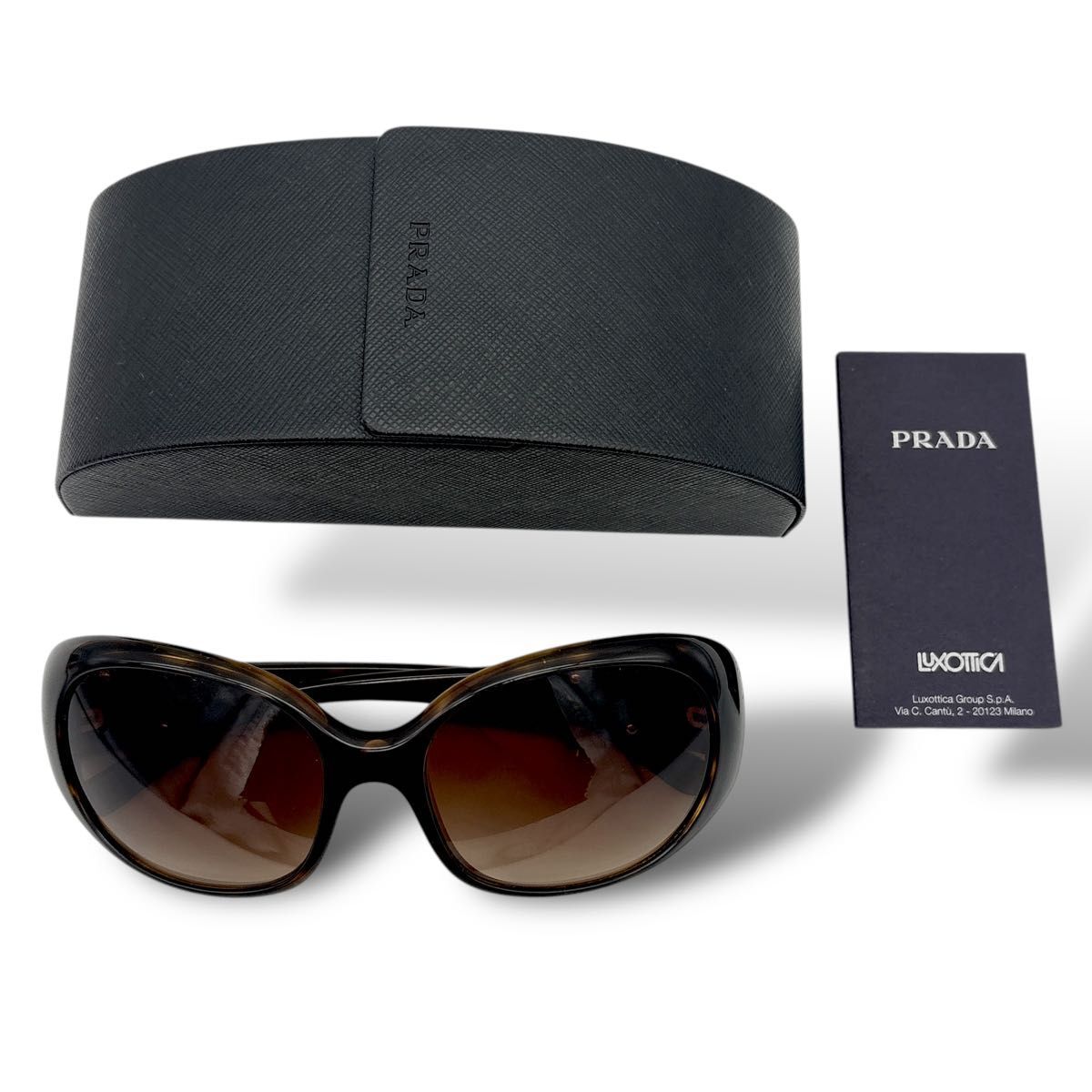 【美品】PRADA プラダ サングラス sunglasses 三角ロゴ マーブル ベッコウ 27L ブラウン 三角 レディース ケース 説明書_画像10