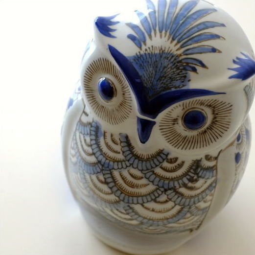 貯金箱 ふくろう 置物 置き物 オブジェ 雑貨 小物 グッズ 梟 陶器のフクロウ貯金箱