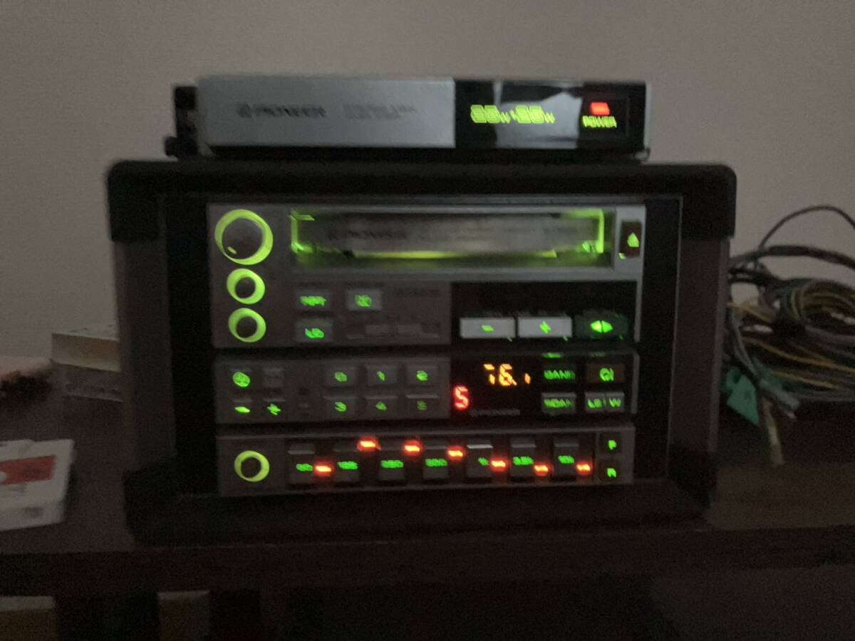 現(xiàn)狀品 希少 PIONEER ロンサムカーボーイ 配線 パネル付きセット カセット テープデッキ イコライザー チューナー アンプ　舊車 當(dāng)時(shí)物