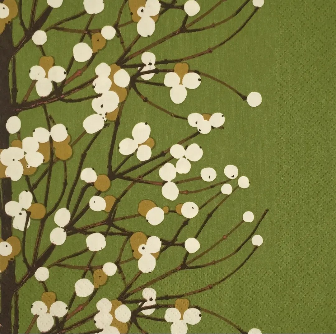 【即決】ペーパーナプキンバラ売り1枚から ランチサイズ 【マリメッコ 】Lumimarja モスグリーン_画像1