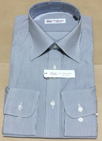 CHOYA1886　長袖セミワイド　日本製 綿100％100番手双糸　39-80　グレーストライプ　チョーヤ 山喜　定価14.300円_画像1