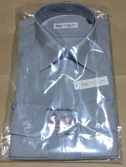 CHOYA1886　長袖セミワイド　日本製 綿100％100番手双糸　39-80　グレーストライプ　チョーヤ 山喜　定価14.300円_画像4