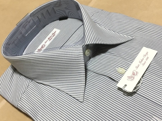 CHOYA1886　長袖セミワイド　日本製 綿100％100番手双糸　39-80　グレーストライプ　チョーヤ 山喜　定価14.300円_画像2