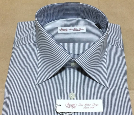 CHOYA1886　長袖セミワイド　日本製 綿100％100番手双糸　39-80　グレーストライプ　チョーヤ 山喜　定価14.300円_画像3