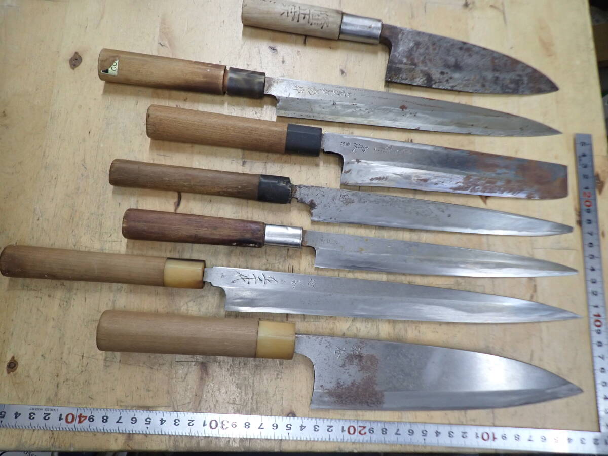 『A25A』和包丁 7本（7點）まとめてセット 出刃包丁 薄刃包丁 柳刃包丁 刺身包丁 正千代 角兵門 正本総本店 有次 隆正宗 