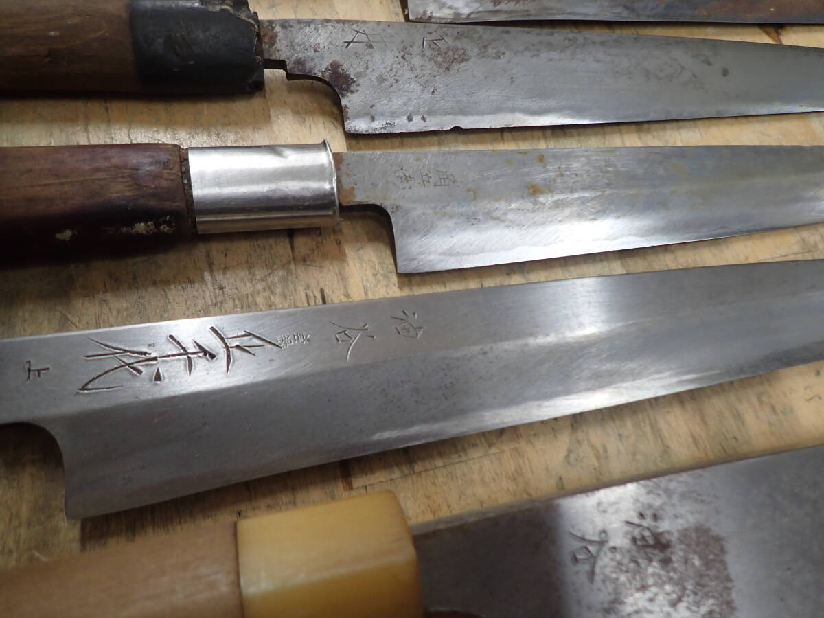 『A25A』和包丁 7本（7點）まとめてセット 出刃包丁 薄刃包丁 柳刃包丁 刺身包丁 正千代 角兵門 正本総本店 有次 隆正宗 