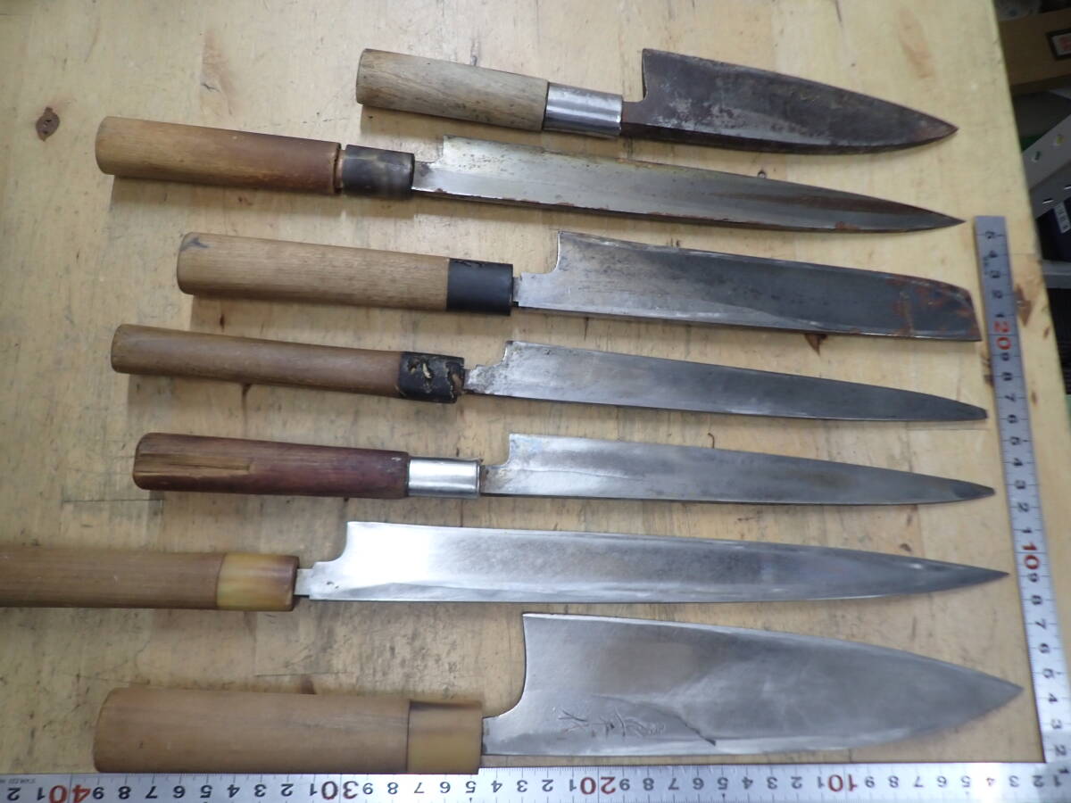 『A25A』和包丁 7本（7點）まとめてセット 出刃包丁 薄刃包丁 柳刃包丁 刺身包丁 正千代 角兵門 正本総本店 有次 隆正宗 